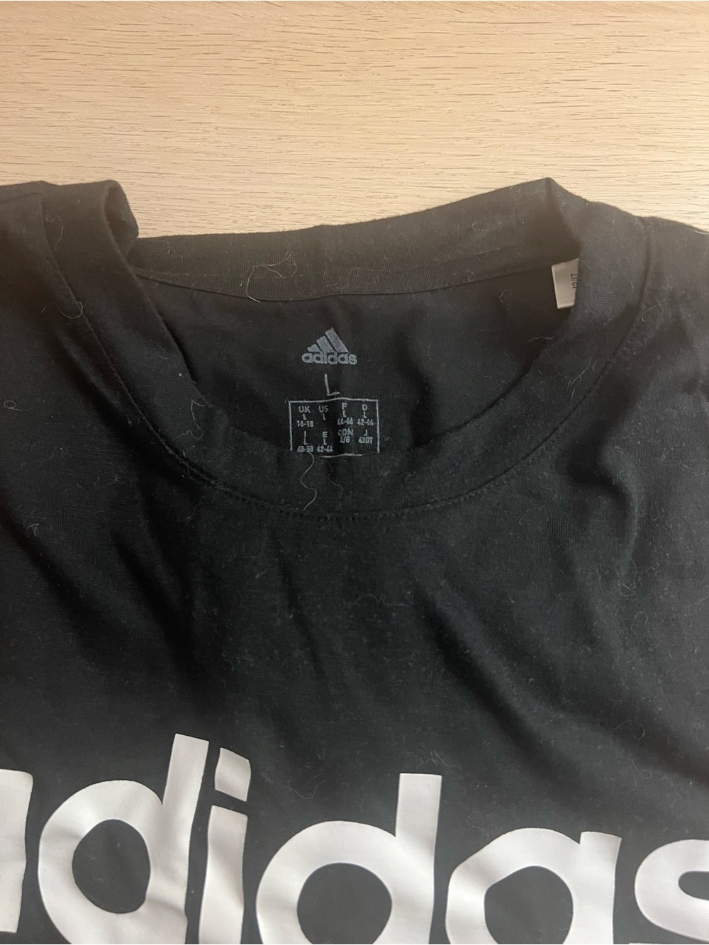 adidas Black Tee with White Wordmark - Picture 3 of 3